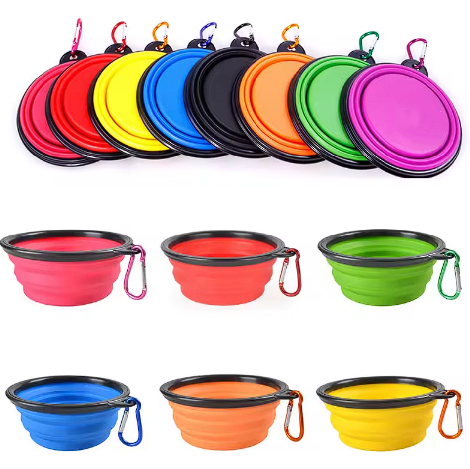 Collapsible Dog Cat Pet Bowls Food Water Feeding Silicone Portable