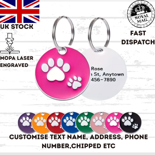 Engraved Dog Tag Personalised ID Tags Name Disc Pet Cat Tags Animal Cat Collar