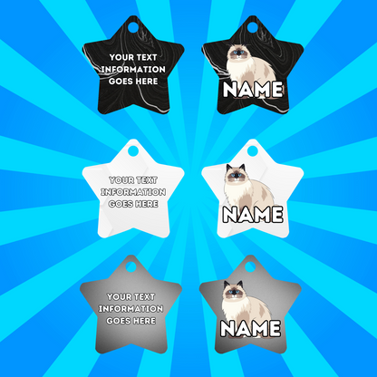 RAGDOLL Cat Pet Personalised Own Photo Round, Dog Bone, Military Tag