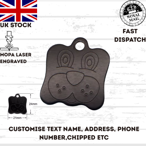 Engraved Dog FACE Tag Personalised ID Tags Name Pet Cat Tags Animal Cat Collar