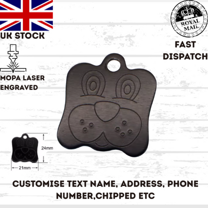 Engraved Dog FACE Tag Personalised ID Tags Name Pet Cat Tags Animal Cat Collar