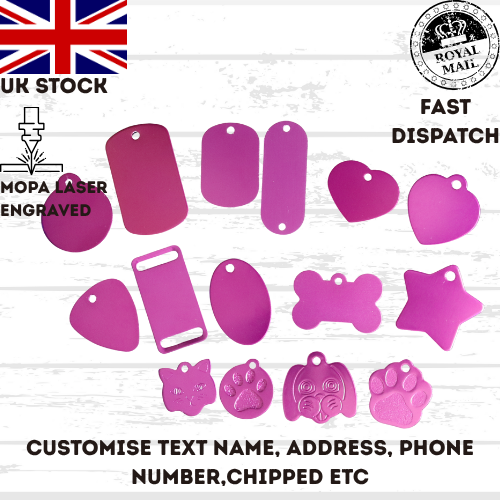 Dog Tag Purple Engraved Personalised ID Name Disc Pet Cat Tags Animal Cat Collar