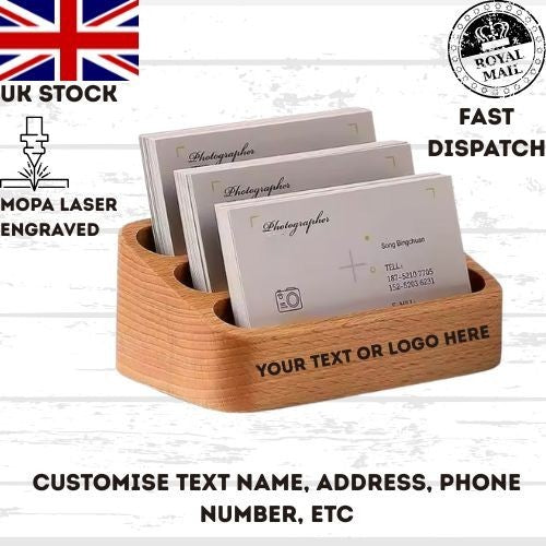 Business Card Holder, Customized Monogrammed Business Card Holder, Wood Card