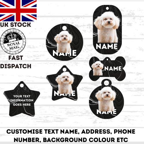 TOY POODLE Dog Personalised Your Own Photo Round Dog Bone, Military Tag