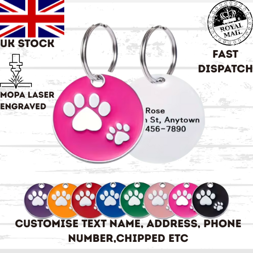 Engraved Dog Tag Personalised ID Tags Name Disc Pet Cat Tags Animal Cat Collar