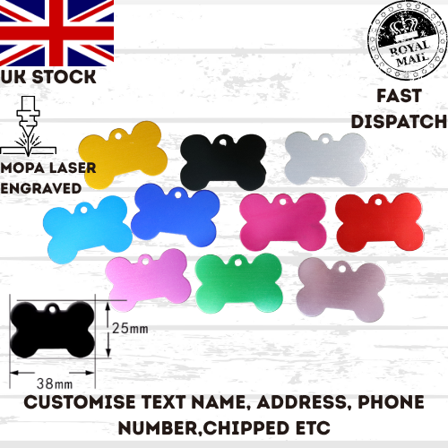 Engraved Dog Tag Personalised ID Tags Name BONE Pet Cat Tags Animal Cat Collar