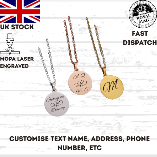 45cm Necklace Chain Round Disc Personalised Gift For Her