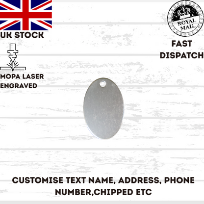 Engraved Dog Tag Personalised ID Tags Name OVAL Pet Cat Tags Animal Cat Collar