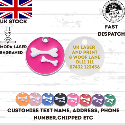 Engraved Dog Tag Personalised ID Tags Name Disc Pet Cat Tags Animal Cat Collar