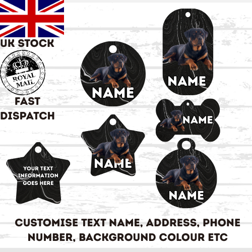 ROTTWEILER Cat Tag Pet Personalised Your Own Photo Military Style Tag