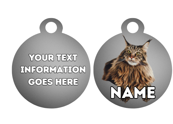 MAINCOON Cat Pet Personalised Own Photo Round, Dog Bone, Military Tag