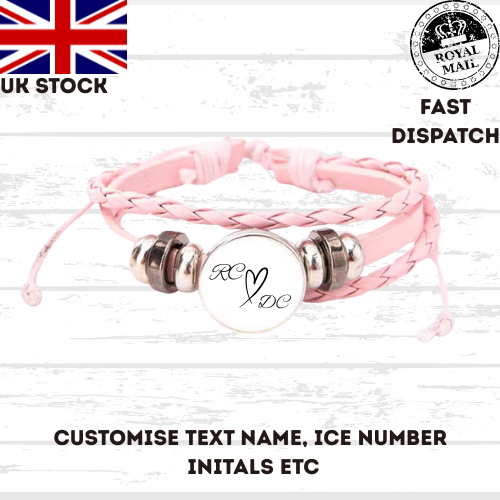 Leather Rope Bracelet Personalized Gift PINK
