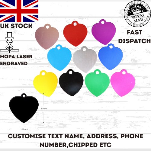 Engraved Dog Tag Personalised ID Tags Name HEART Pet Cat Tags Animal Cat Collar