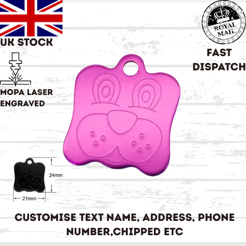 Engraved Dog FACE Tag Personalised ID Tags Name Pet Cat Tags Animal Cat Collar