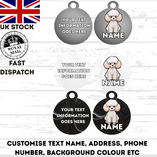 TOY POODLE Dog Personalised Your Own Photo Round Dog Bone, Military Tag