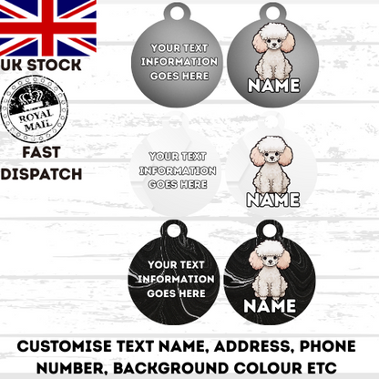 TOY POODLE Dog Personalised Your Own Photo Round Dog Bone, Military Tag