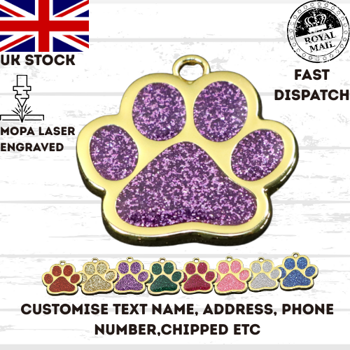 Engraved Dog Tag Personalised ID Tags Name PAW Pet Cat Tags Animal Cat Collar