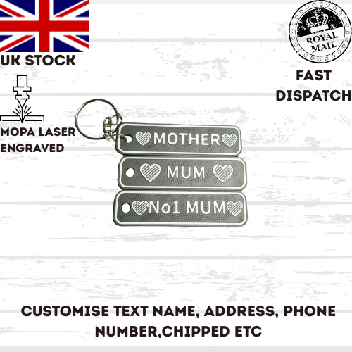 4D MOTHERS DAY Customisable Registration Reg Plate Keyring Keychain Personalised