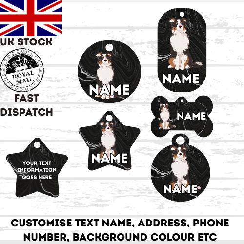 AUSTRILIAN SHEPHERD Tag Dog Pet Personalise Own Photo Round, Bone, Military Tag