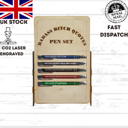 BADASS BIT*H funny quotes pen set, gift set, funny, Christmas, office, business