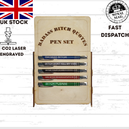 BADASS BIT*H funny quotes pen set, gift set, funny, Christmas, office, business