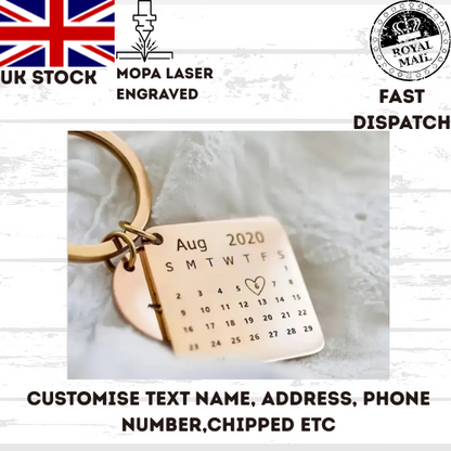 Calendar Keychain Couples Wedding Anniversary Special Occasion