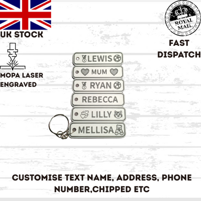 4D Customisable Car WHITE-BLACK Reg Plate Keyring Keychain Personalised