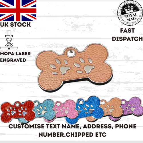 Engraved Dog Tag Personalised ID Tags Name BONE Pet Cat Tags Animal Cat Collar