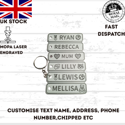 4D Customisable Car GREY-BLACK Reg Plate Keyring Keychain Personalised