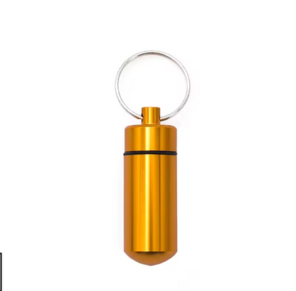 Pill Box Key Drug Chain Holder Waterproof Aluminium Tablets Medicine Container