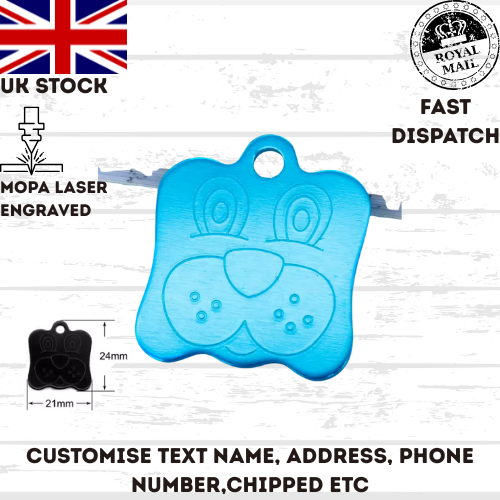 Engraved Dog FACE Tag Personalised ID Tags Name Pet Cat Tags Animal Cat Collar