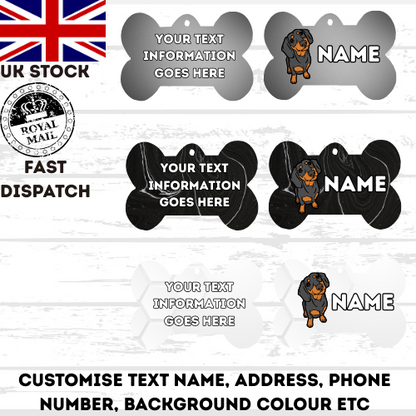 DASHAUND Dog Pet Personalise Own Photo Round, Bone, Military Tag