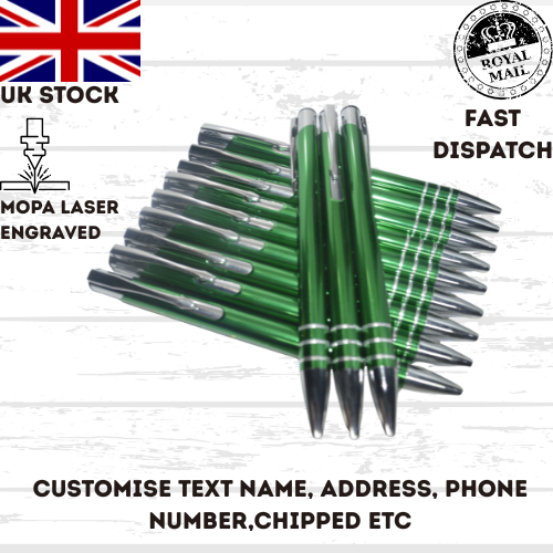 Personalised Pens, back to school, office, business Laser Engraved UK stock