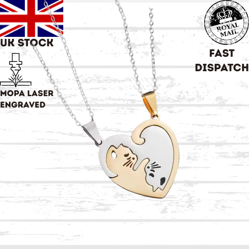 CAT Necklace Love Hug Pairing Couple Friend Stainless Steel