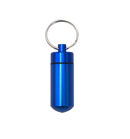 Pill Box Key Drug Chain Holder Waterproof Aluminium Tablets Medicine Container