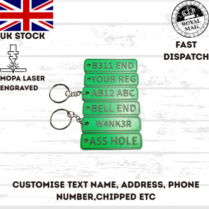 4D Customisable Car Number Registration Reg Plate Keyring Keychain Personalised