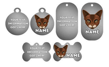 ABYSSINIAN Cat Tag Pet Personalised Your Own Photo Round, Dog Bone, Military Tag