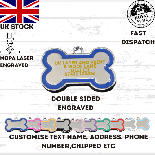 Engraved Dog Tag Personalised ID Tags Name BONE Pet Cat Tags Animal Cat Collar