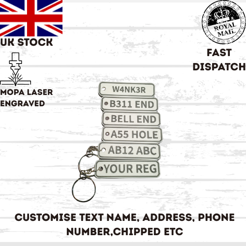 4D Customisable Car Number Registration Reg Plate Keyring Keychain Personalised