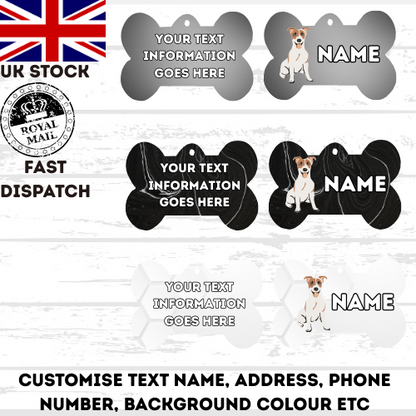 JACK RUSSELL Dog Pet Personalise Own Photo Round, Bone, Military Tag