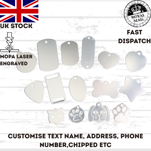 Dog Tag Silver Engraved Personalised ID Name Disc Pet Cat Tags Animal Cat Collar