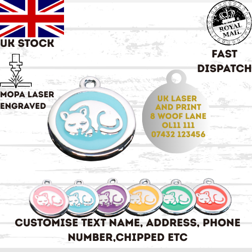 Engraved Dog Tag Personalised ID Tags Name Disc Pet Cat Tags Animal Cat Collar