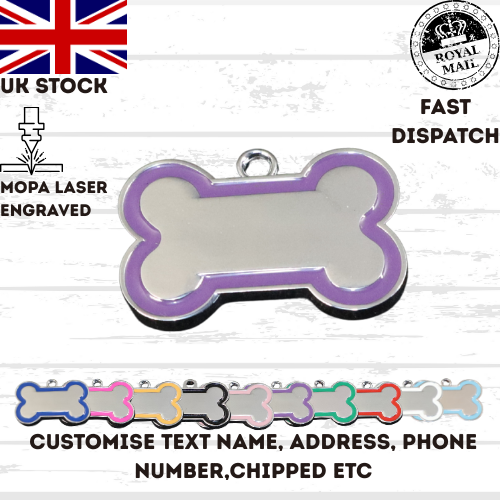 Engraved Dog Tag Personalised ID Tags Name BONE Pet Cat Tags Animal Cat Collar