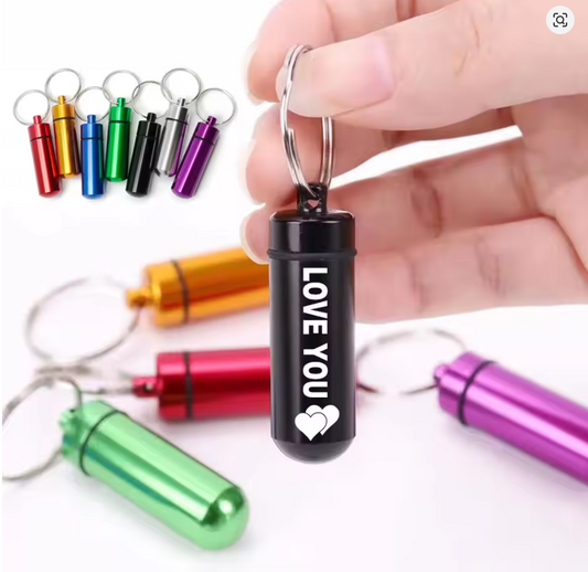 Pill Box Key Drug Chain Holder Waterproof Aluminium Tablets Medicine Container