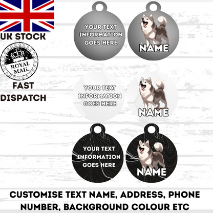 SIBERIAN HUSKY Dog Personalised Your Own Photo Round Dog Bone, Military Tag