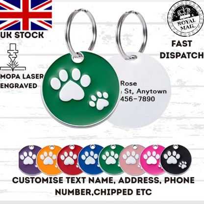 Engraved Dog Tag Personalised ID Tags Name Disc Pet Cat Tags Animal Cat Collar