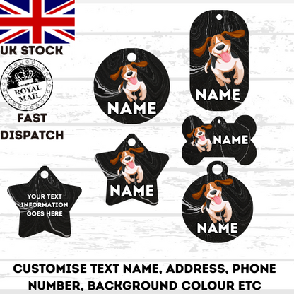 BASSET HOUND TAG Dog Pet Personalise Own Photo Round, Bone, Military Tag