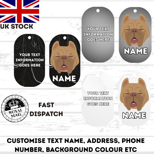 AMERICAN STAFFY TAG Dog Pet Personalise Own Photo Round, Dog Bone, Military Tag