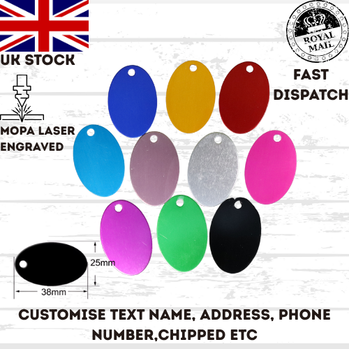 Engraved Dog Tag Personalised ID Tags Name OVAL Pet Cat Tags Animal Cat Collar