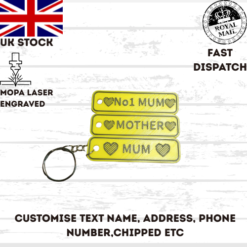 4D MOTHERS DAY Customisable Registration Reg Plate Keyring Keychain Personalised
